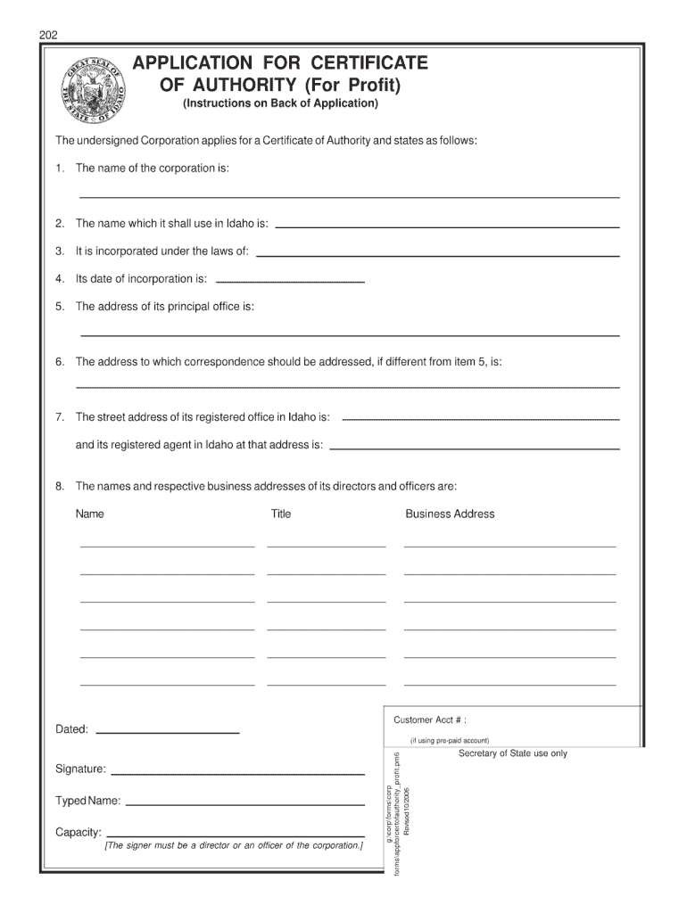 Idaho Sos Form Fill Out and Sign Printable PDF Template SignNow