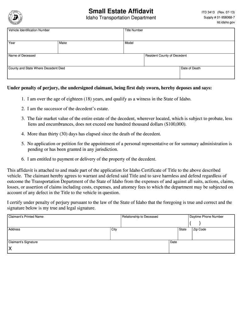 Printable Small Estate Affidavit Form Fill Out and Sign Printable PDF