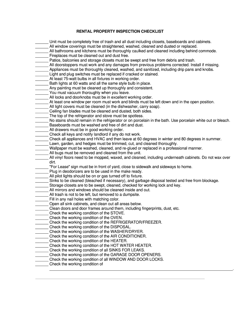 Rental Property Inventory And Condition Form Fill Out and Sign