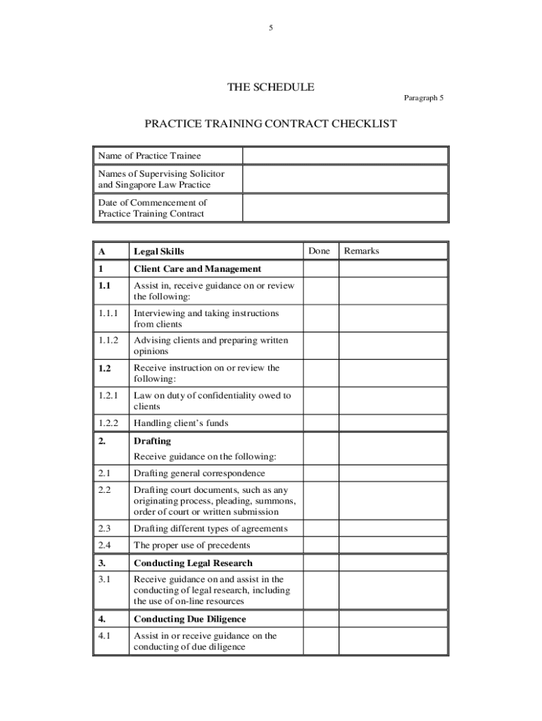 Practice Training Contract Checklist Fill Out and Sign Printable PDF