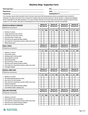 Production Inspection Sheets