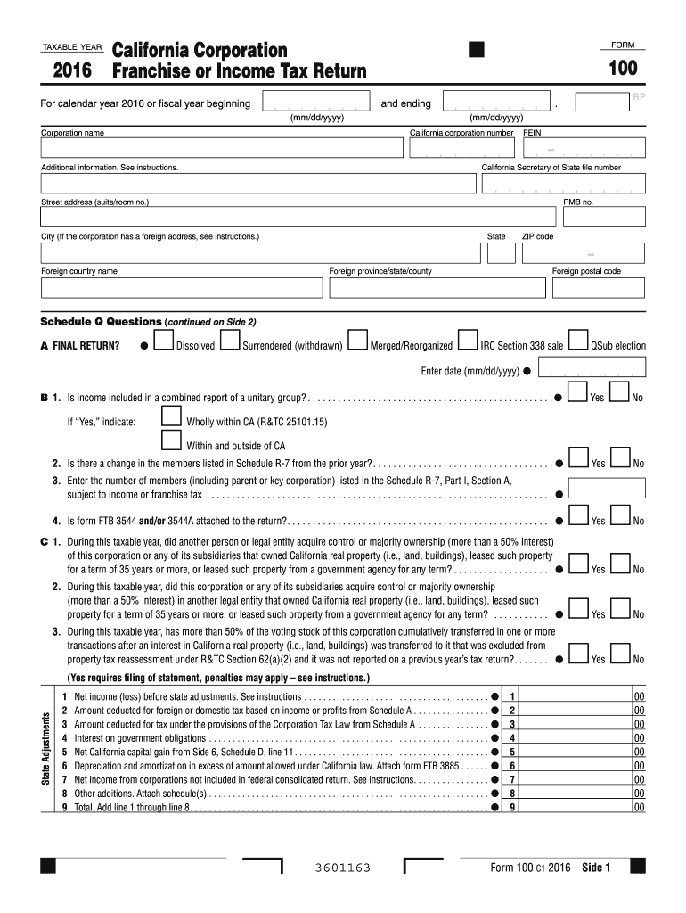 2016 Form 100 Fill Out and Sign Printable PDF Template signNow