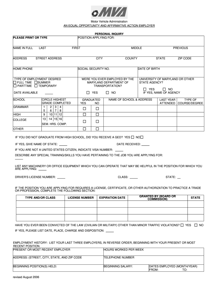 Md Motor Vehicle Administration Forms