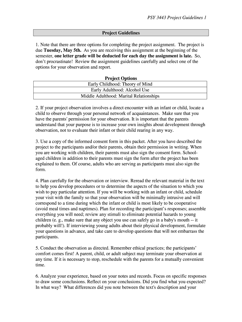 Project Guidelines University of Arkansas at Monticello Form Fill Out