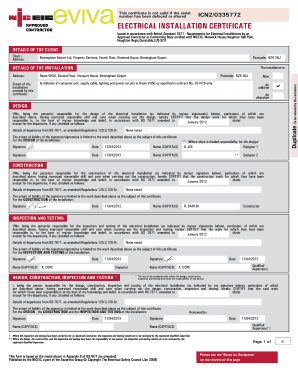 Electrical Installation Certificate Building Control - Wiring Digital