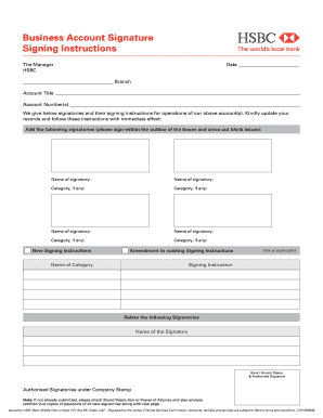 Business Account Signature Form HSBC Hsbc - Fill Out and Sign Printable