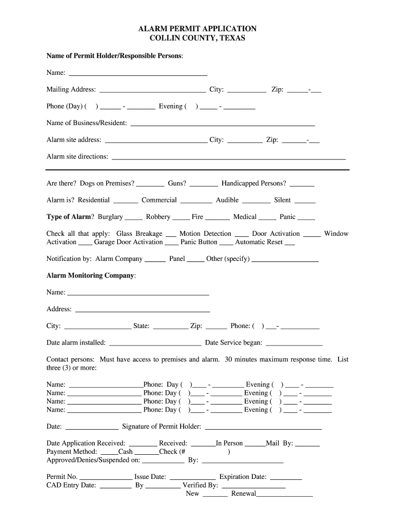 Collin County Alarm Permit Complete with ease airSlate SignNow