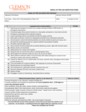 Aerial Lift Inspection Checklist: Complete with ease | airSlate SignNow