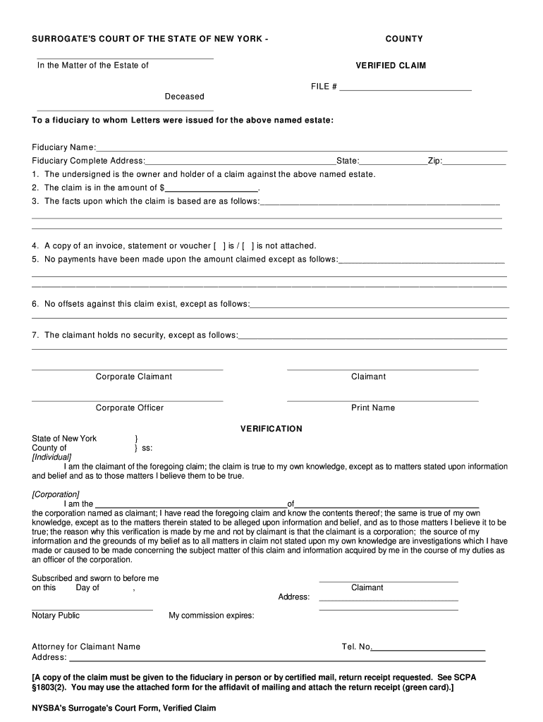 Verified Claim Fill Out and Sign Printable PDF Template signNow
