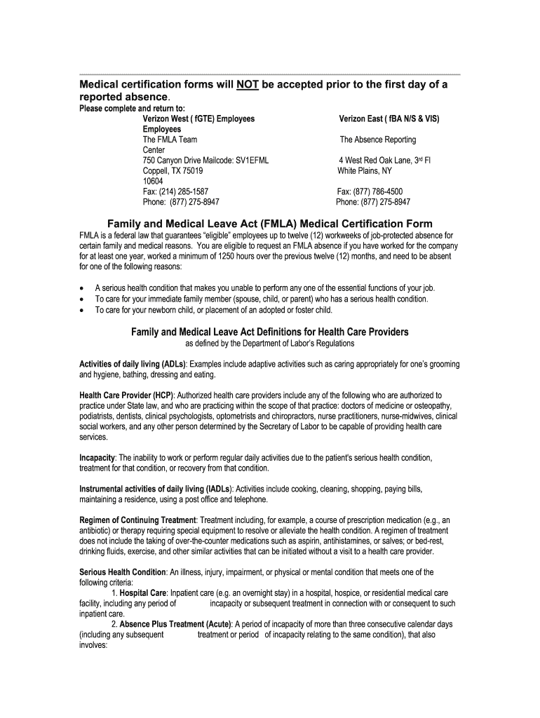 Fmla Verizon Fill Out and Sign Printable PDF Template signNow