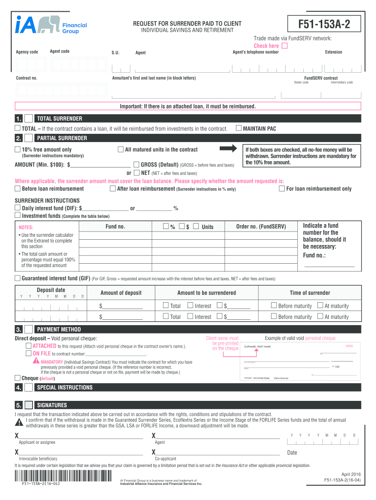 F51 153A 2 Industrial Alliance Fill Out and Sign Printable PDF