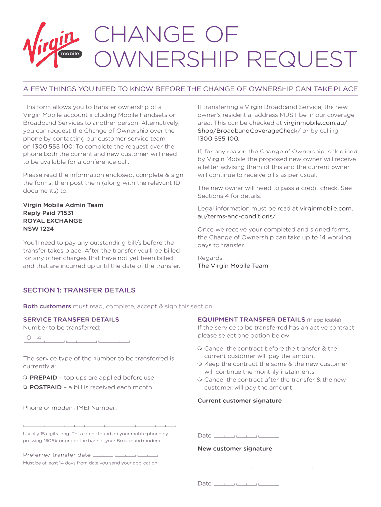 Ownership Virgin Fill Out and Sign Printable PDF Template signNow