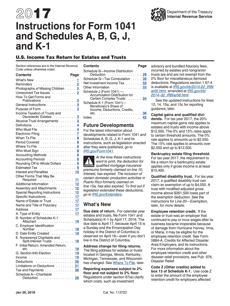 1041 Tax Form Instructions Fill Out and Sign Printable PDF Template