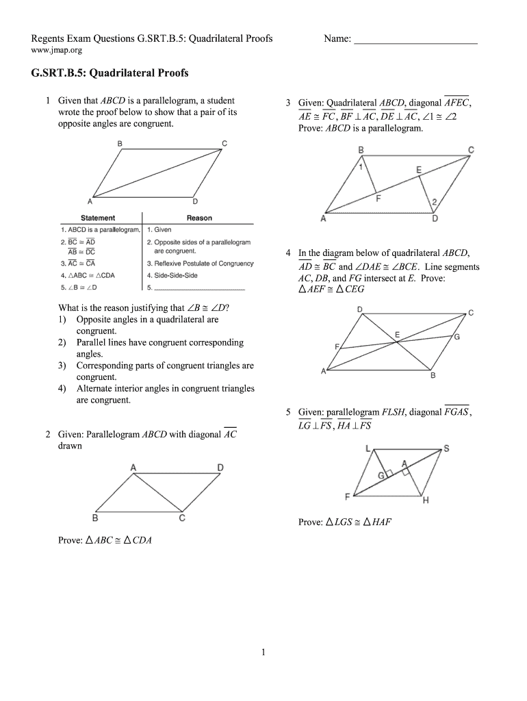 Quadrilateral Proofs Fill Out and Sign Printable PDF Template signNow