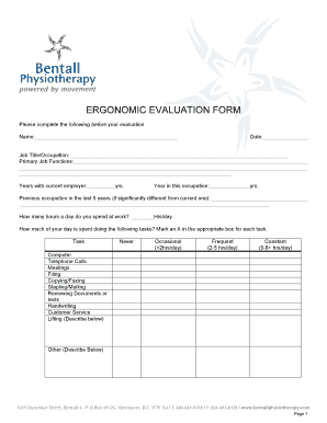 Ergonomic Evaluation Form - Fill Out and Sign Printable PDF Template