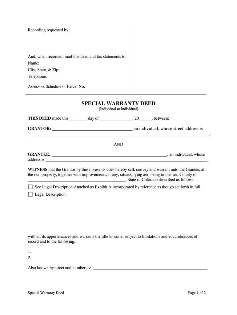 Colorado Special Warranty Complete with ease airSlate SignNow