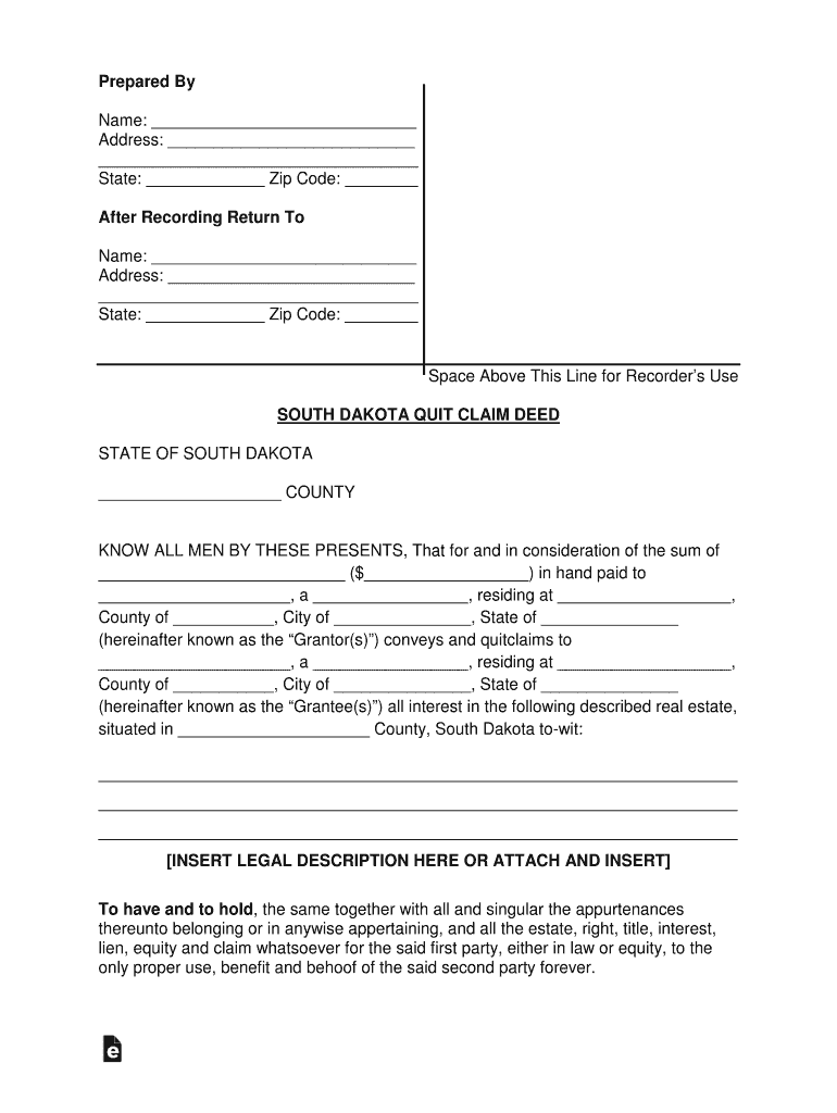 Quit Claim Deed South Dakota Complete with ease airSlate SignNow