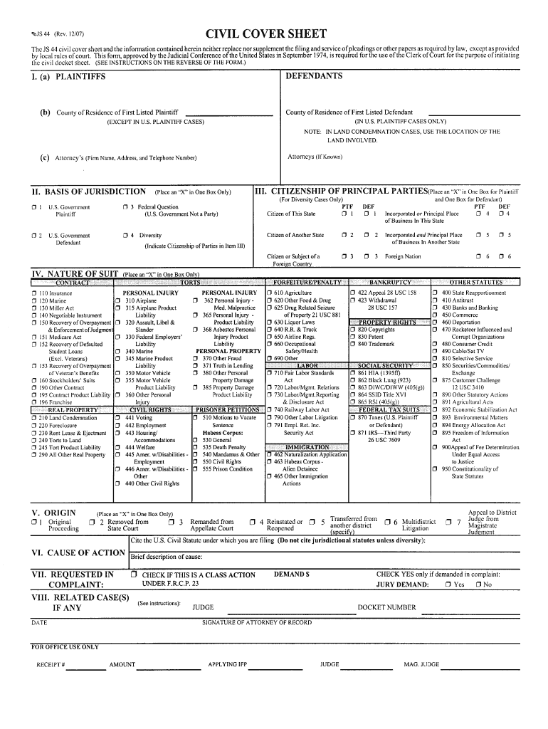 O CIVIL COVER SHEET Eastern District Court of Virginia Form Fill Out and Sign Printable PDF