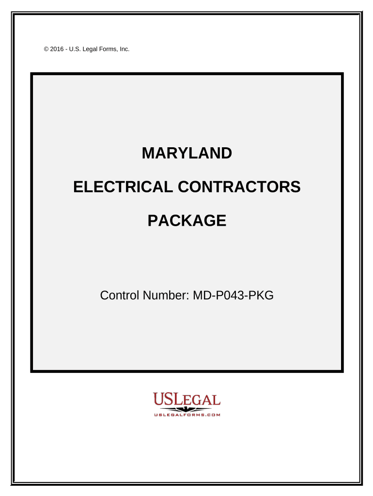 Electrical Contractor Package Maryland Form Fill Out and Sign