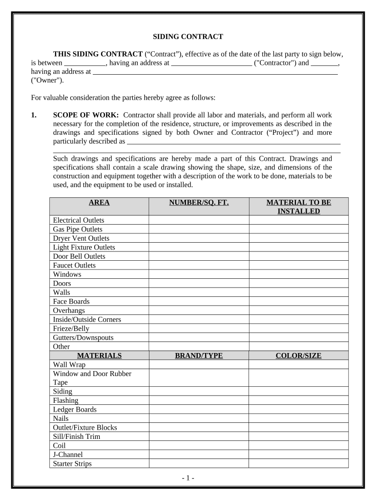 Siding Contract for Contractor Maine Form Fill Out and Sign Printable PDF Template airSlate