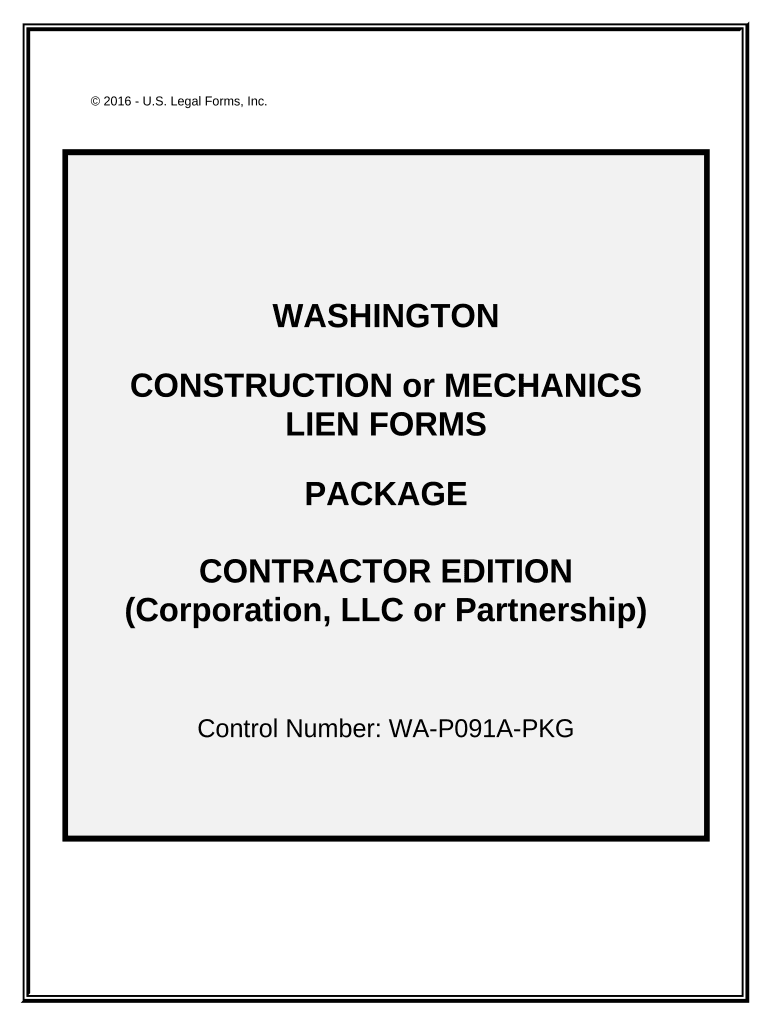Washington Construction or Mechanics Lien Package Corporation or LLC