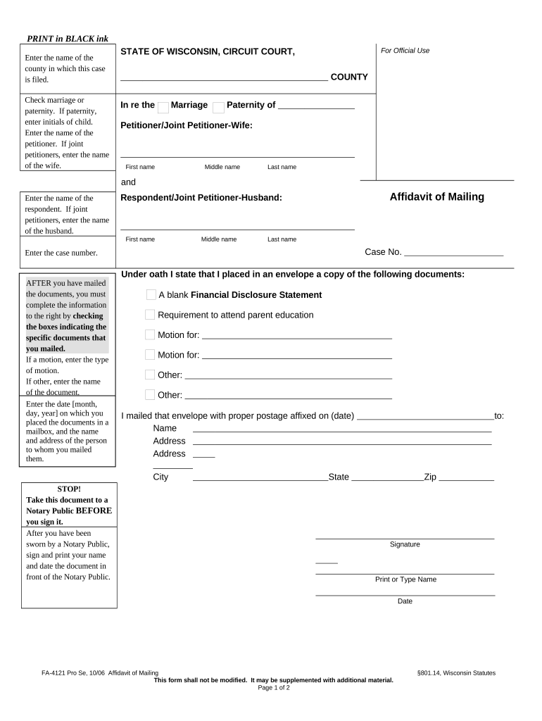 Affidavit of Mailing Form Complete with ease airSlate SignNow