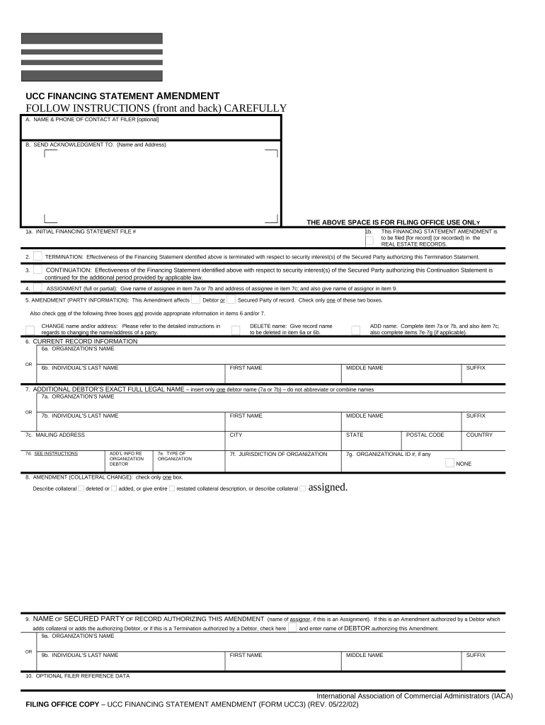 Wisconsin UCC3 Financing Statement Amendment Wisconsin Form Fill Out