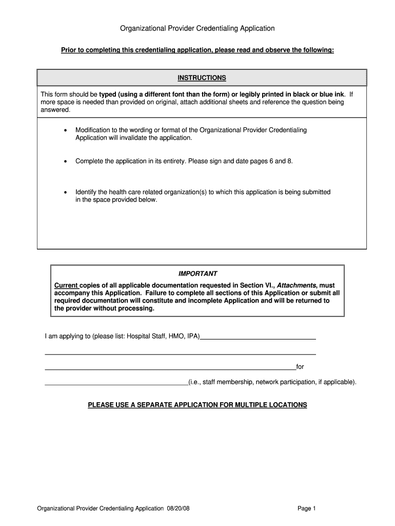 Champva Provider Credentialing Form 2008 Fill Out and Sign Printable