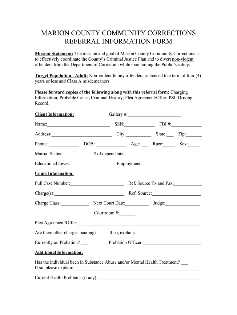 Marion County Community Corrections Fill Out and Sign Printable PDF