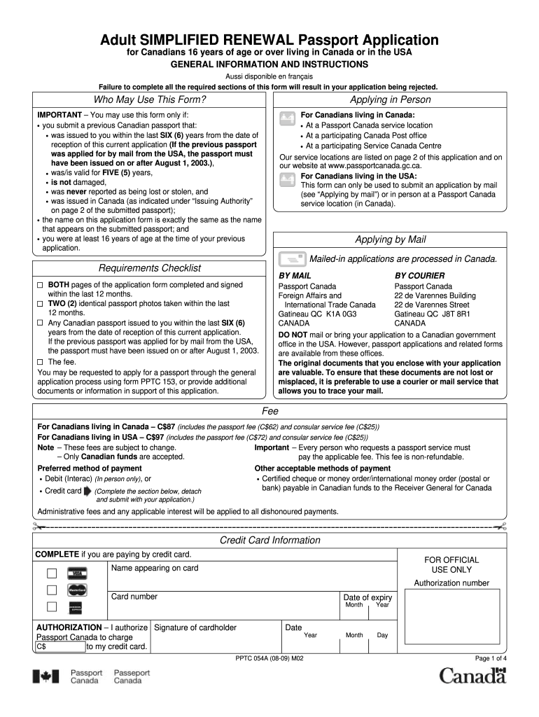 Canadian Passport Application Form Fill Out And Sign Printable Pdf 94B