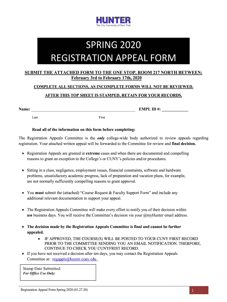 Hunter College Registration 20202024 Form Fill Out and Sign Printable PDF Template airSlate