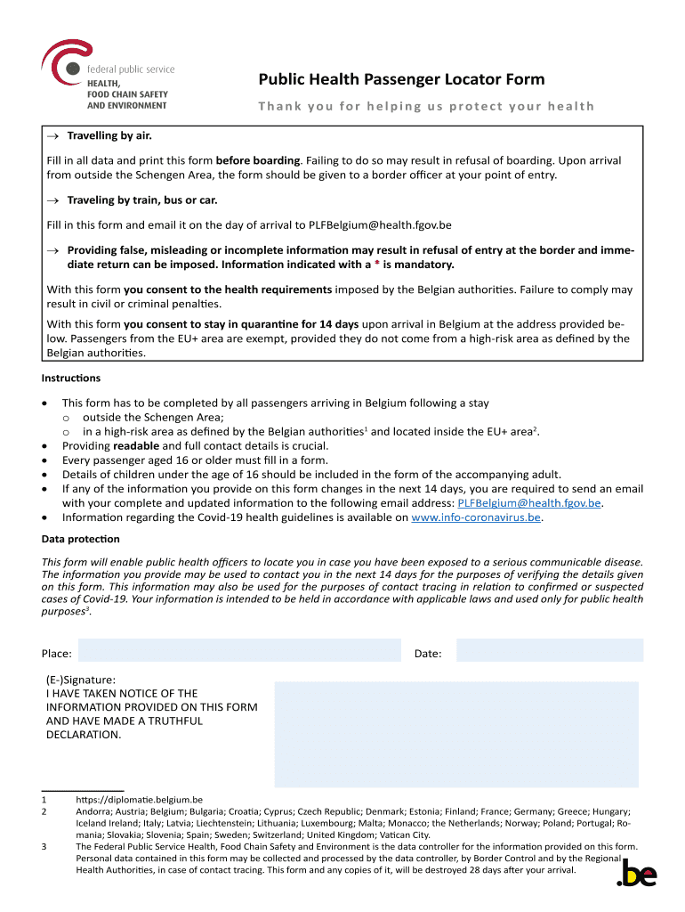 Public Health Passenger Locator Form Info Coronavirus Be Fill Out and