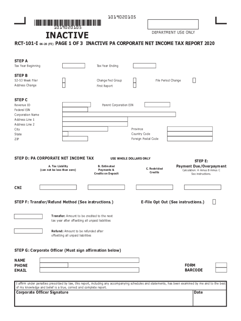 Inactive PA Corporate Net Report RCT 101 I FormsPublications