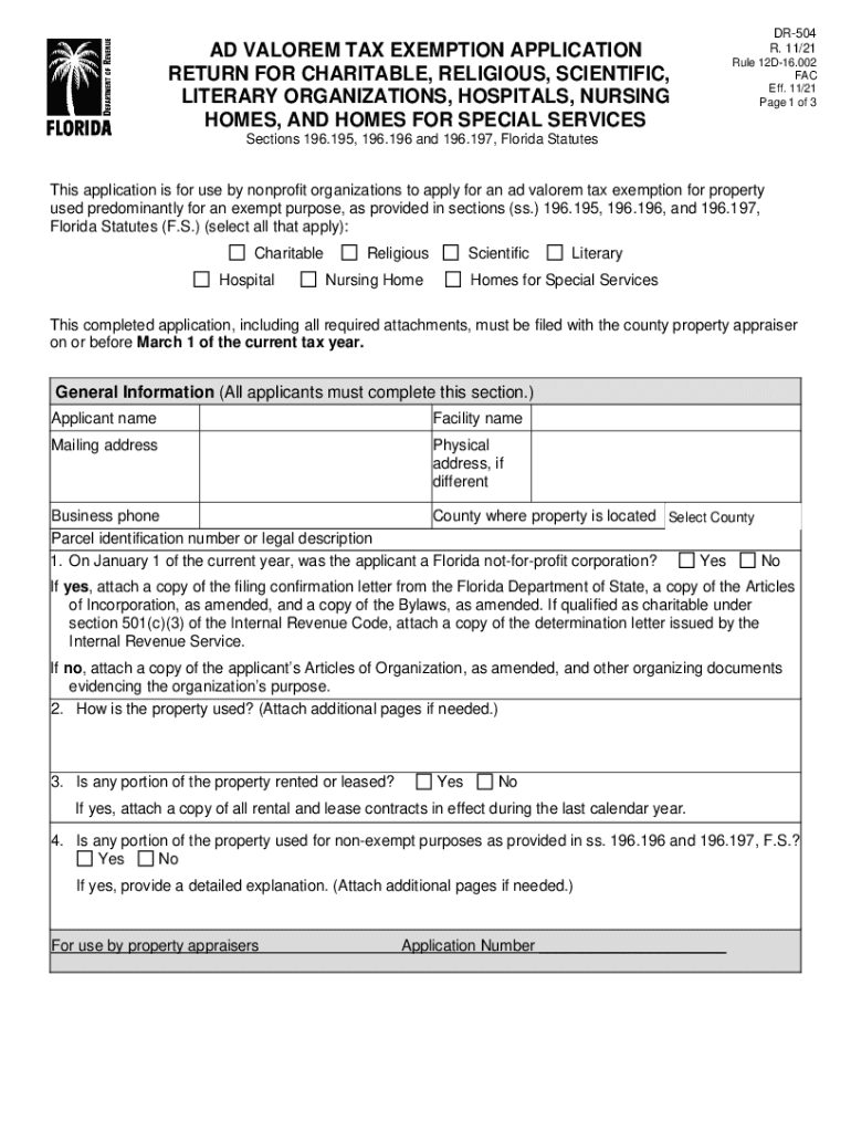 Ad Valorem Exemption Application 20212024 Form Fill Out and Sign