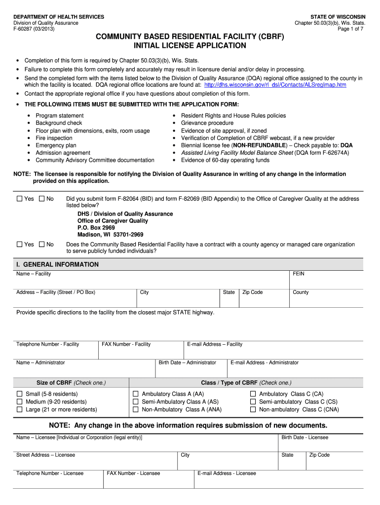 Facility Cbrf Completion 20132024 Form Fill Out and Sign Printable