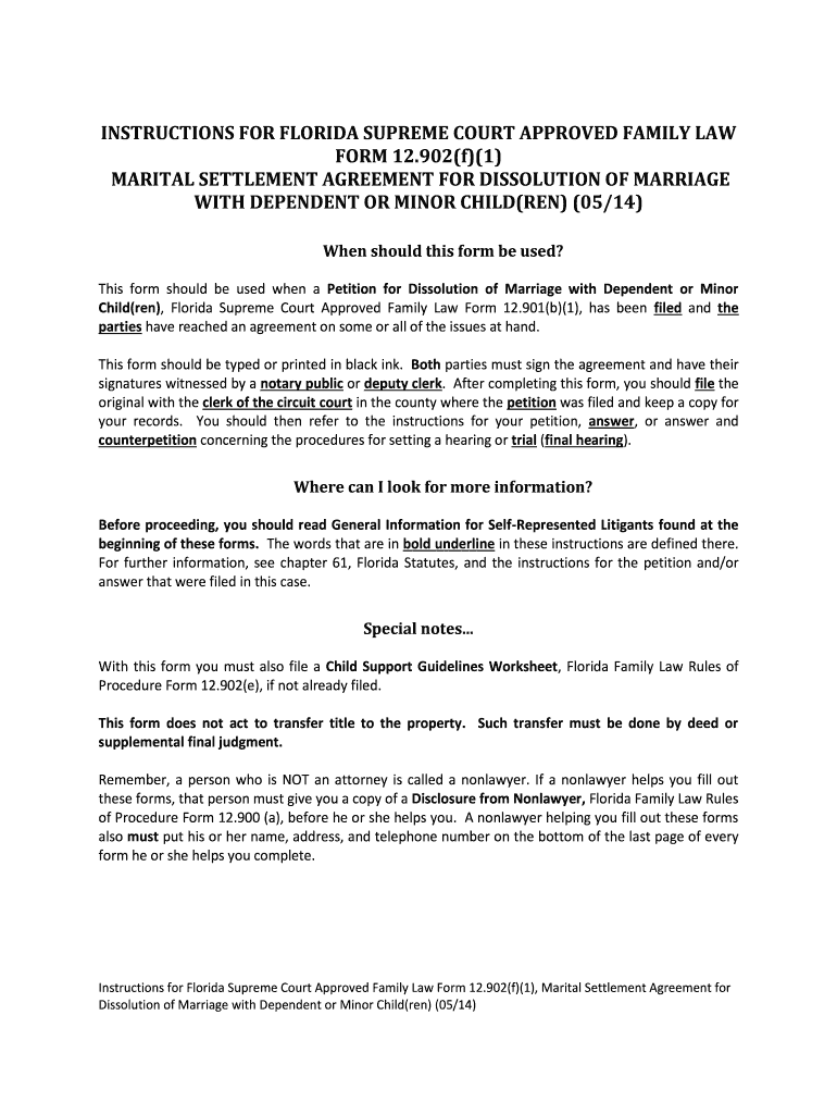 Florida Marital Settlement Form Fill Out and Sign Printable PDF