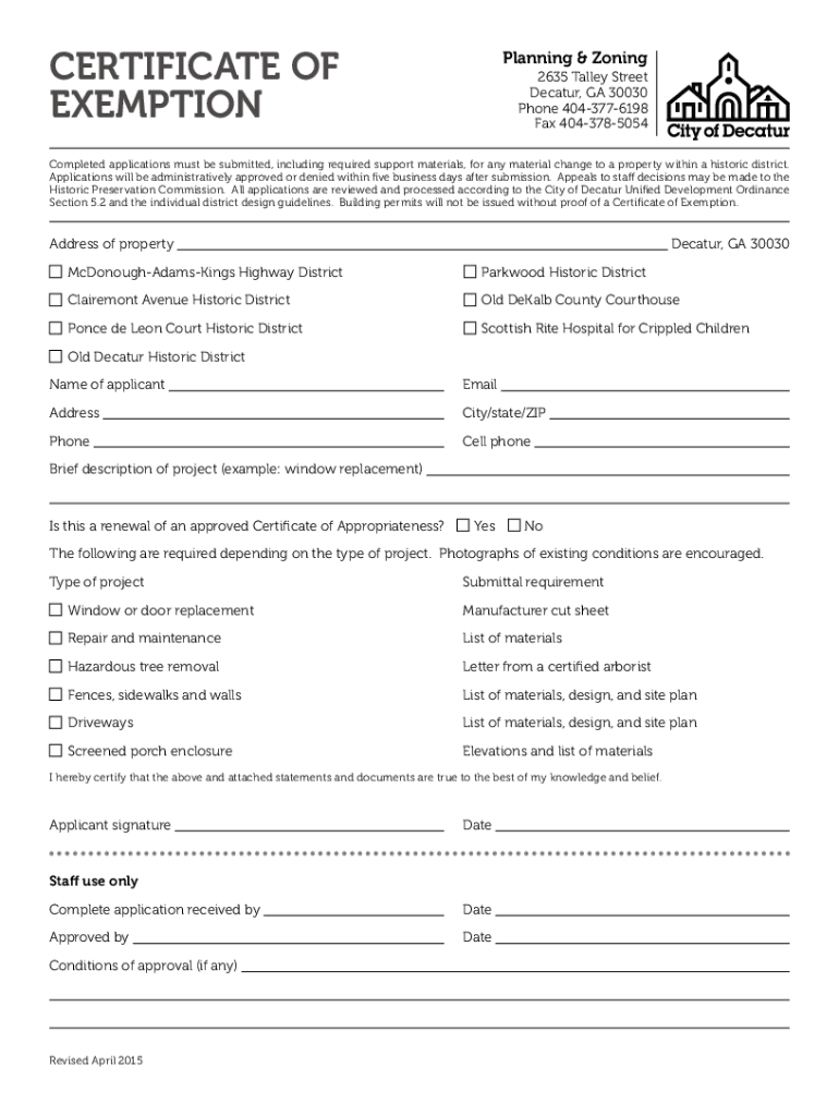 Design, Environment and Construction City of Decatur, GA Form Fill