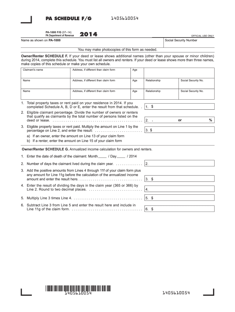 Pa Schedule FG Form Fill Out and Sign Printable PDF Template airSlate SignNow