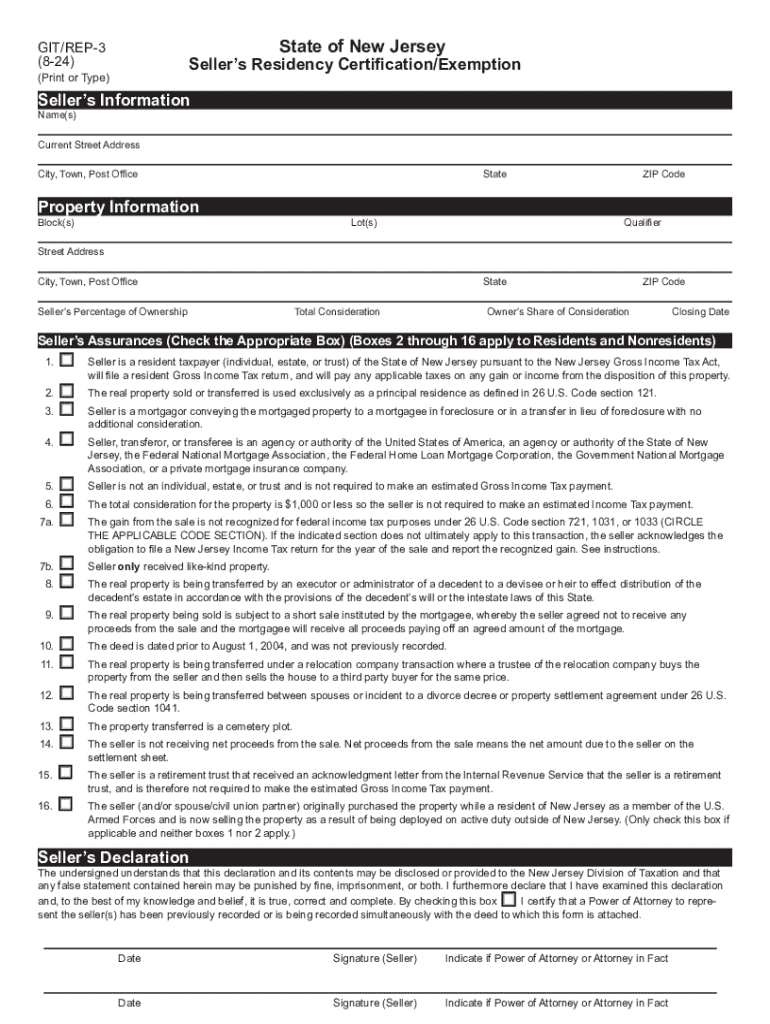 NJ Division of Taxation Updated Versions of Forms GITREP Fill Out and(06)