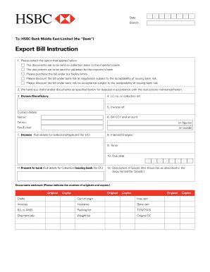 Hsbc Instruction for Export Trade Collectionnegotiation Form - Fill Out