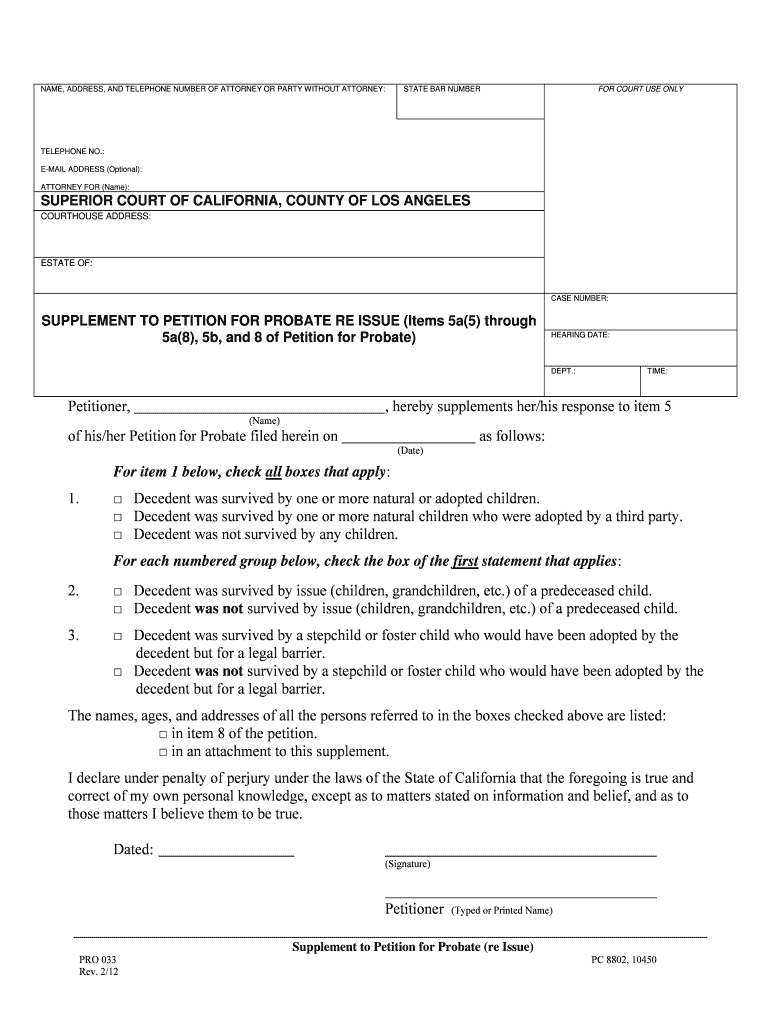 Supplement Probate Fill Out and Sign Printable PDF Template signNow
