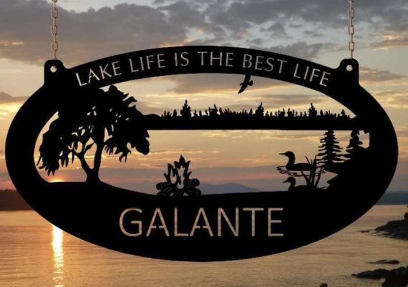 Metal lake Sign , camping lake sign , lake sign customized with your