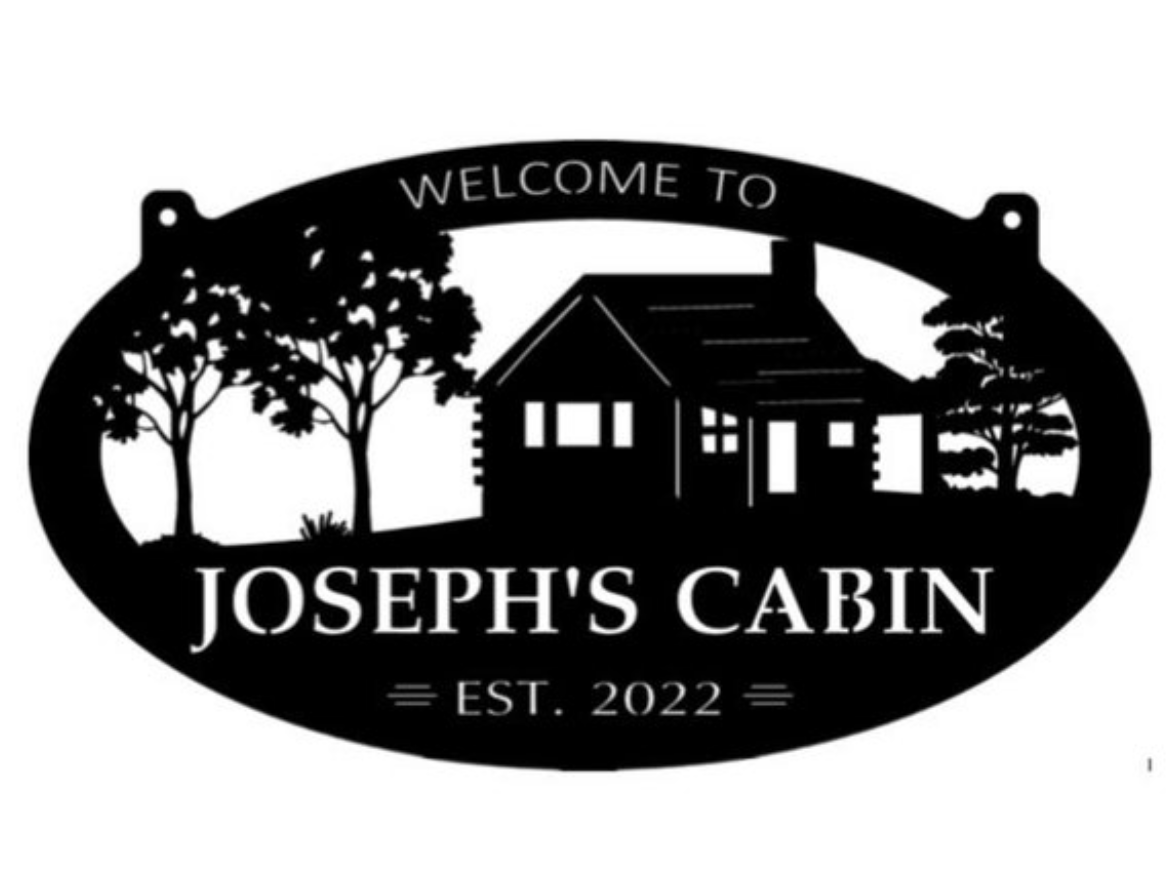 Metal CABIN Sign ,laser cut cabin sign, cabin on a hill » Sign Performance