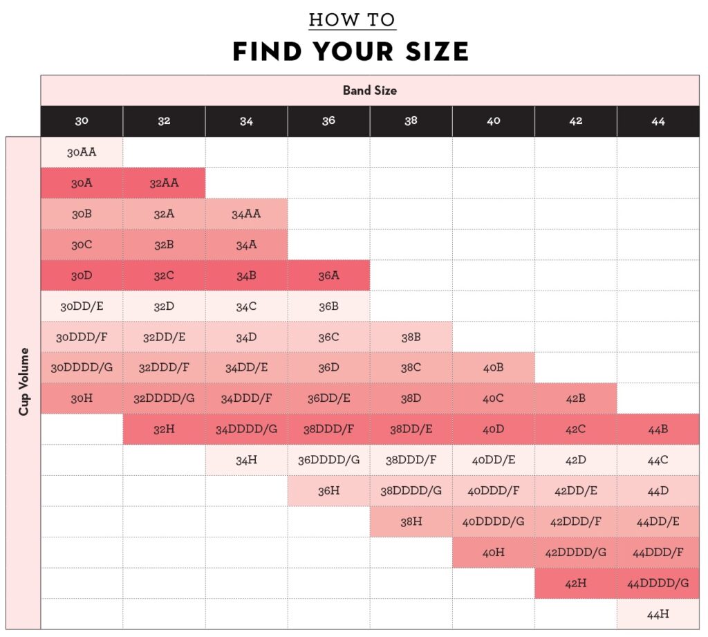 Bra Size Chart India A Complete List List of Bra Sizes In 2023