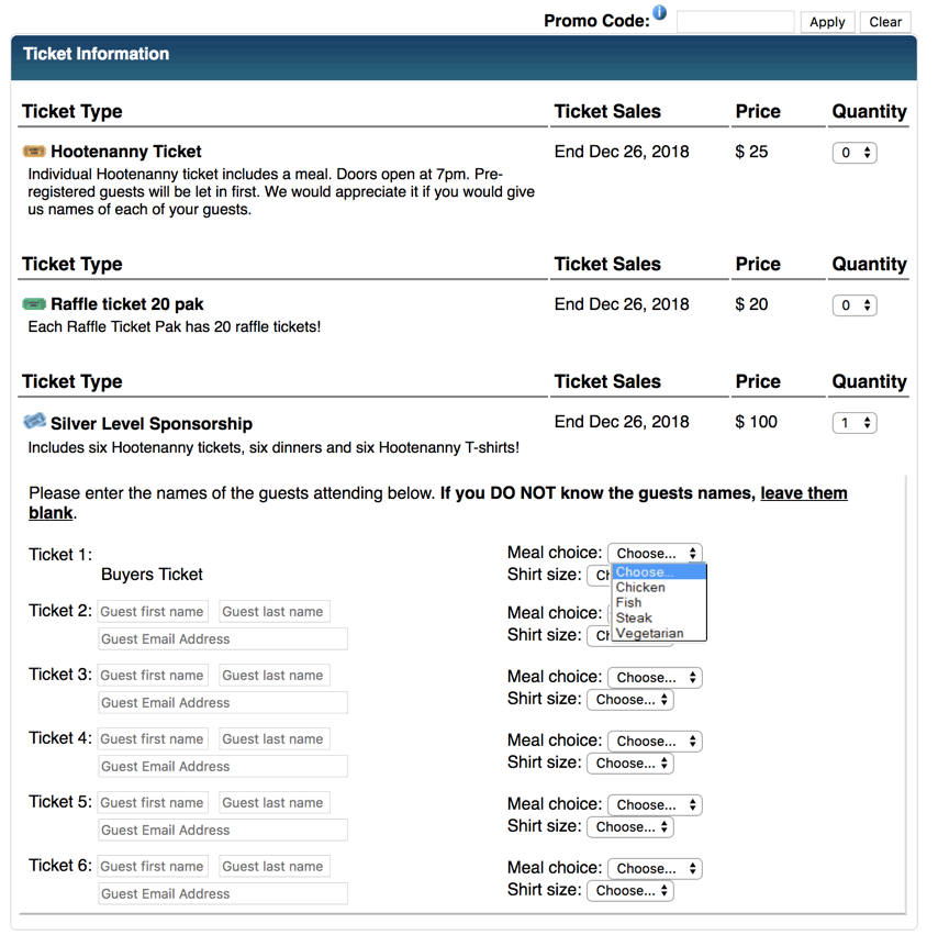 Silent Auction Pro Tickets Help Page