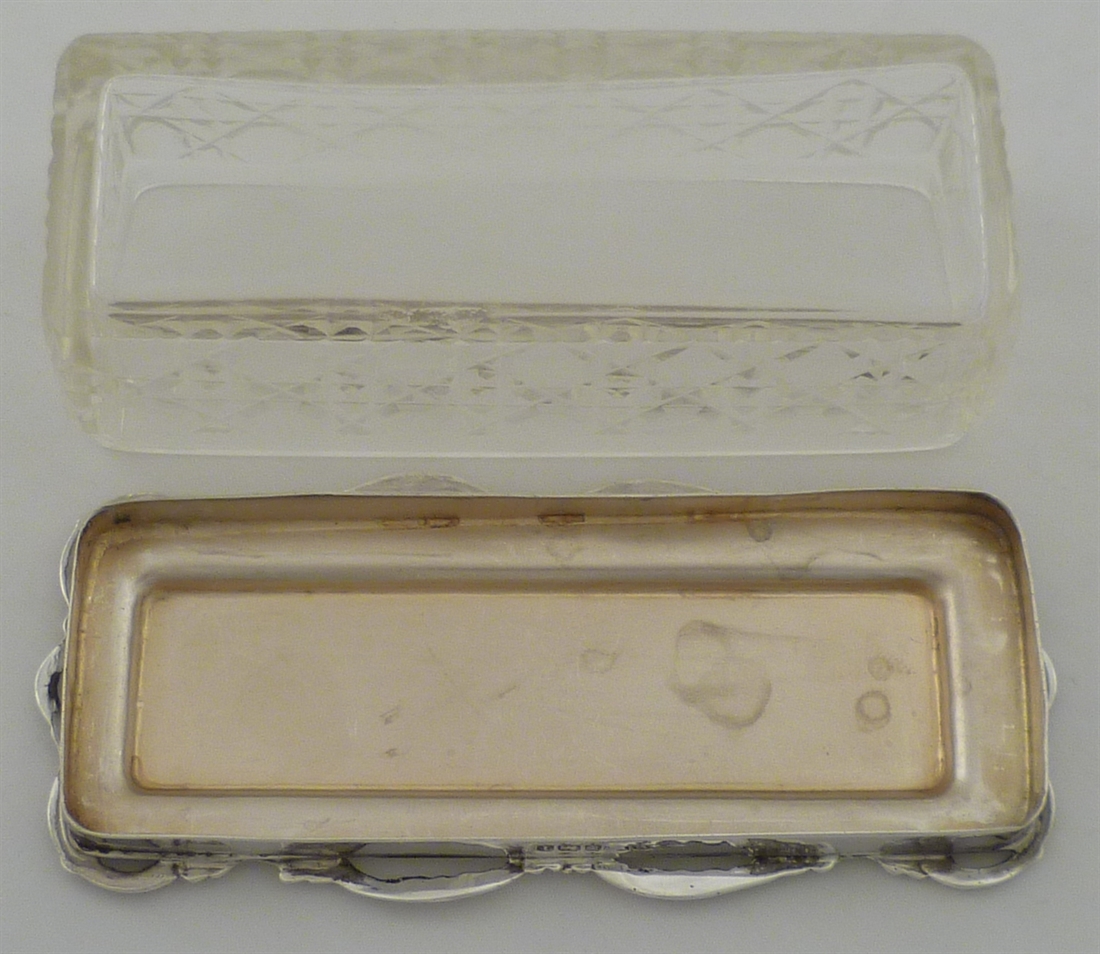 Cut glass box with with a very pretty silver lid Henry Matthews