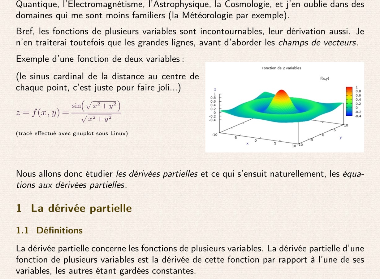 Fonctions de plusieurs variables. Dérivée partielle. Le gradient.