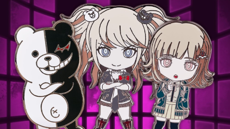 Junko, Chiaki, Monokuma Lead Danganronpa Nendoroid Pins