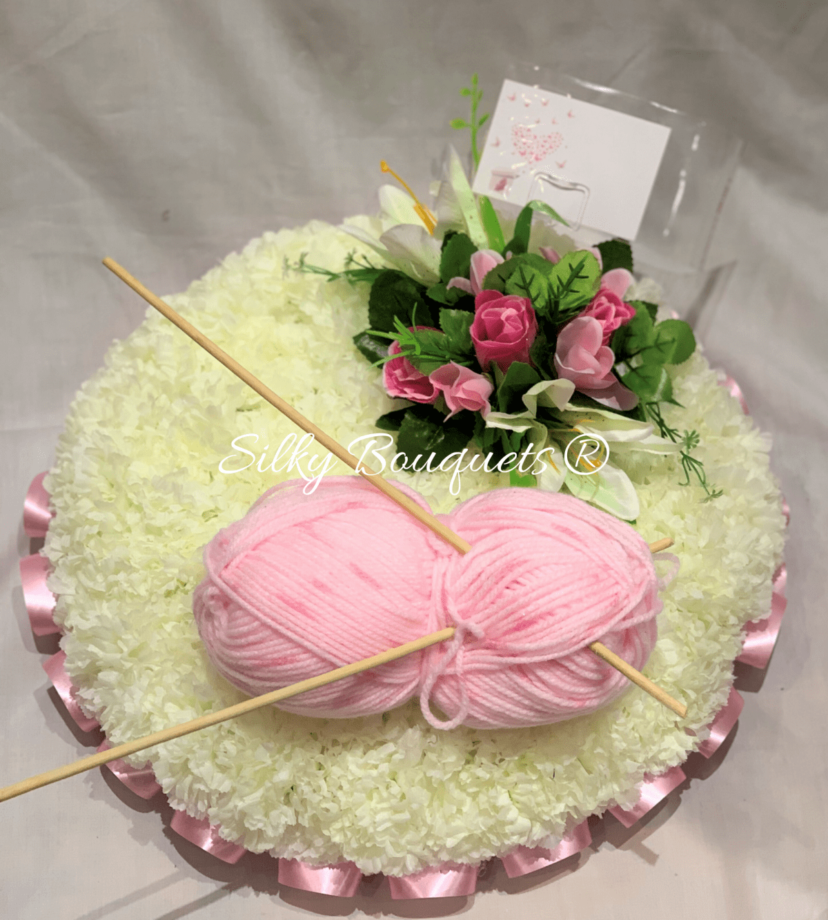 Knitting Needle Posy Pad Bespoke Tribute Silky Bouquets