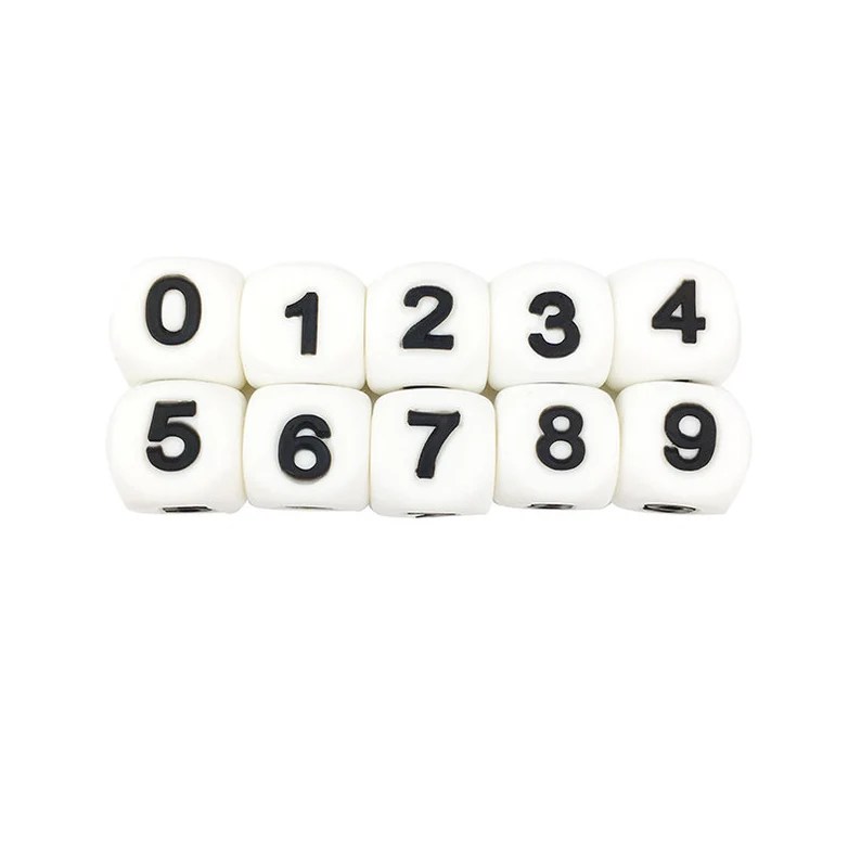 Silicone 12MM White Number Beads High Quality CRAFT SUPPLY Silicone beads set of 10 SillyMunk